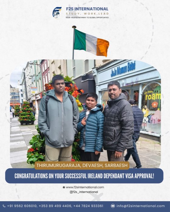 Congratulations post for Thirumurugaraja, Devaesh and Sarbaesh on a successful Ireland dependant visa approval